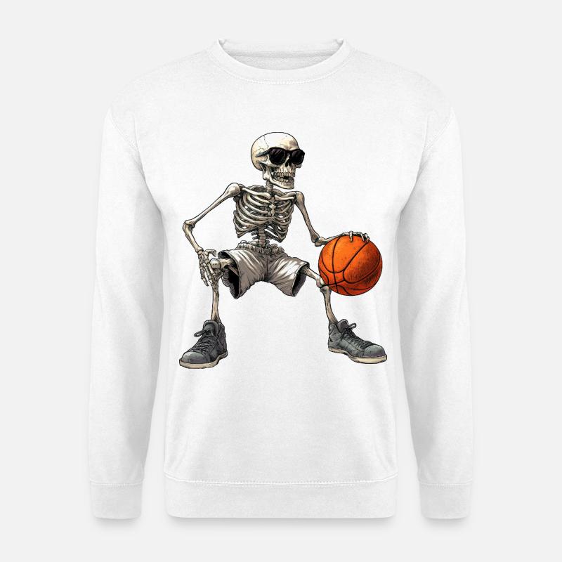 Skelett Basketballer Totenkopf - Unisex Pullover - Weiß