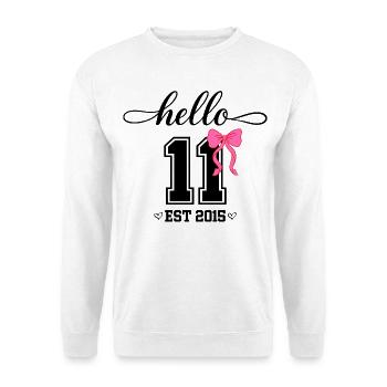 Hello 11 Est 2015 Coquette Schleife Mädchen Geburt - Unisex Pullover - Weiß - Vorne