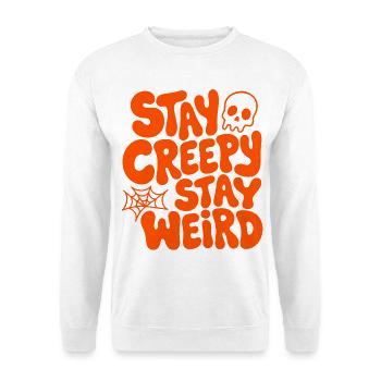 Stay Creepy Stay Weird Halloween - Unisex Pullover - Weiß - Vorne - Alina (178cm) & Michal (187cm)