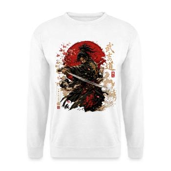 Samurai – Japan Warrior Streetwear Design - Unisex Pullover - Weiß - Vorne