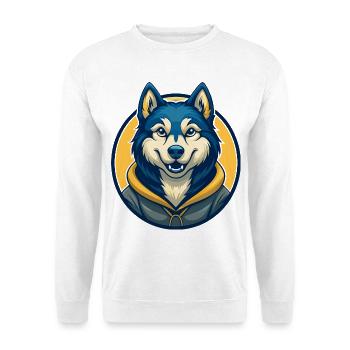 Husky Dog Kawaii Maskottchen Cartoon Clipart Logo Abzeichen - Unisex Pullover - Weiß - Vorne