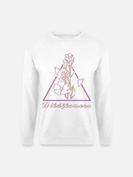 Farbenfrohes Wildblumen Motiv - Unisex Pullover - Weiß