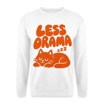 Less Drama – Entspannte Katze - Unisex Pullover - Weiß - Vorne - Alina (178cm) & Michal (187cm)