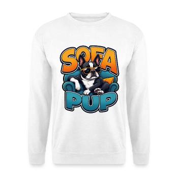 Boston Terrier - Unisex Pullover - Weiß - Vorne - Alina (178cm) & Michal (187cm)