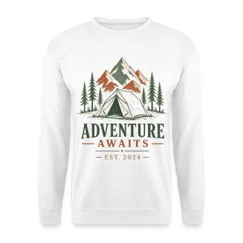 Abenteuer Wartet am Berglager - Unisex Pullover - Weiß - Vorne - Alina (178cm) & Michal (187cm)
