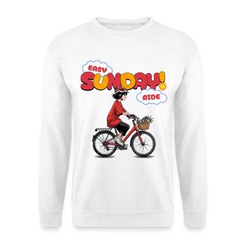Easy Sunday Ride Fahrrad Anime Mädchen Geschenk - Unisex Pullover - Weiß - Vorne - Alina (178cm) & Michal (187cm)