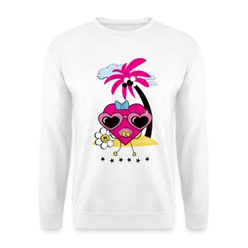 Herz auf Insel - Unisex Pullover - Weiß - Vorne