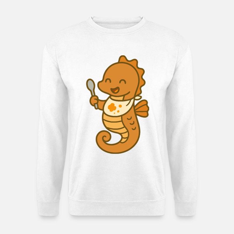 Snackspaß mit Seepferdchen - Unisex Pullover - Weiß