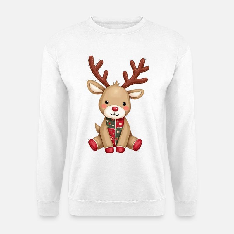 Patchwork Rentier Winterliebe - Unisex Pullover - Weiß
