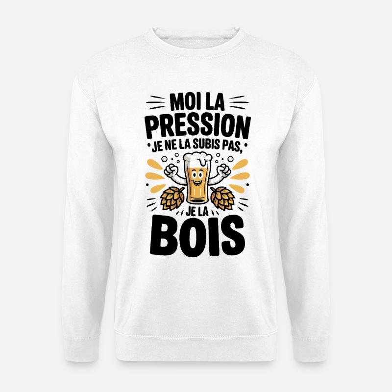Bier vom Fass Hoppen-Lustrationsspaß - Unisex Pullover - Weiß