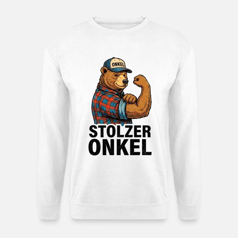 Muskelbär Onkel im Flanell - Unisex Pullover - Weiß
