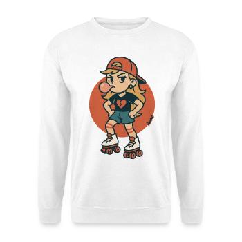 Fille patineuse à roulettes avec du chewing-gum - Sweat-shirt Unisexe - blanc - Devant