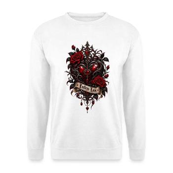 Endlose Liebe – Dunkles Gothic Herz - Unisex Pullover - Weiß - Vorne - Alina (178cm) & Michal (187cm)