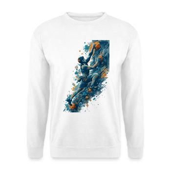 Evolution Bouldern – Cooles Kletterer Outfit - Unisex Pullover - Weiß - Vorne - Alina (178cm) & Michal (187cm)
