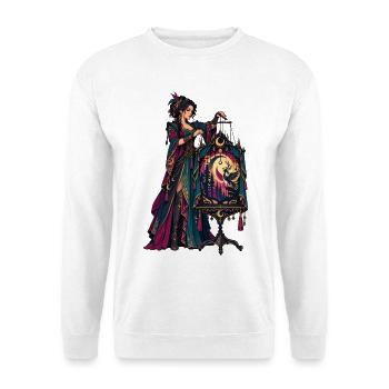 Schattenbühnen-Erzählerin im Mondlicht - Unisex Pullover - Weiß - Vorne - Alina (178cm) & Michal (187cm)