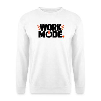 Work Mode – Minimalistisches Statement Design - Unisex Pullover - Weiß - Vorne - Alina (178cm) & Michal (187cm)