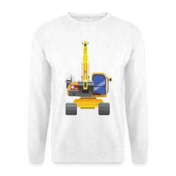 Gelber Bagger von vorne - Unisex Pullover - Weiß - Vorne