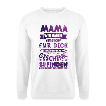 Geschenk für Mama - Unisex Pullover - Weiß - Vorne - Alina (178cm) & Michal (187cm)