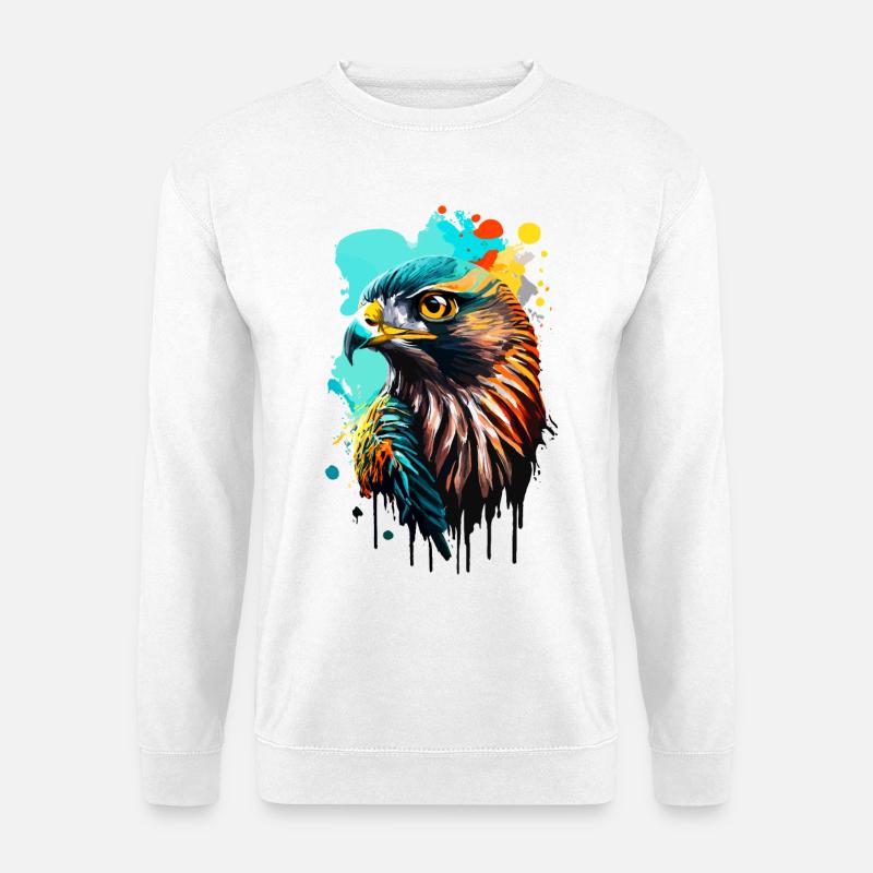 Falke Farbenfroh - Bunter Falke - Habicht Vogel - Unisex Pullover - Weiß