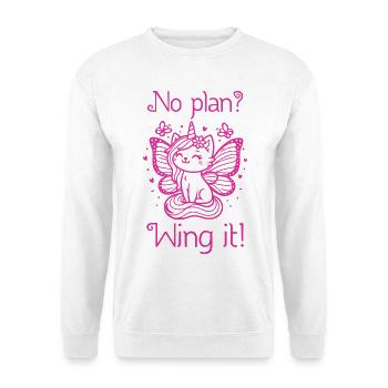 No plan wing it Winged Unicorn Cat - Unisex Sweatshirt - white - Front