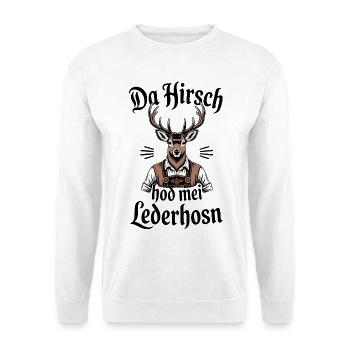 Lederhose Ersatz Bayern Volksfest Tracht Hirsch - Unisex Pullover - Weiß - Vorne