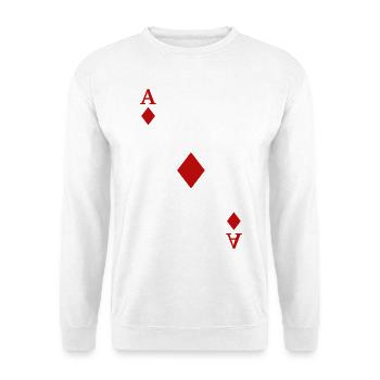 Spielkarten Kontrast - Karo-Ass - Unisex Pullover - Weiß - Vorne