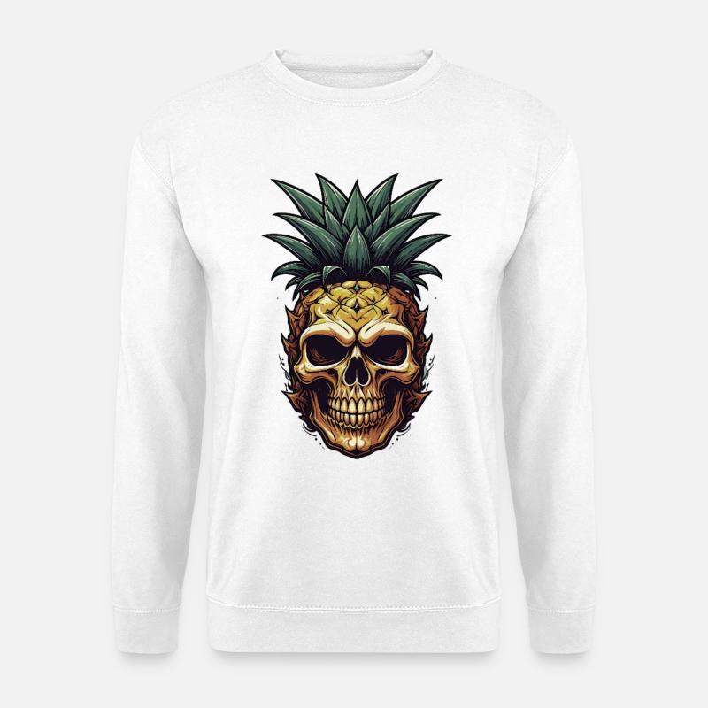 Tropischer Ananas-Schädel - Unisex Pullover - Weiß