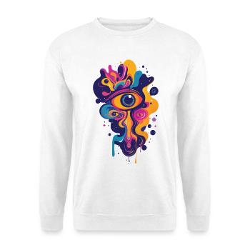 bunte psychedelische Kunst Grafik LSD Farbtropfen - Unisex Pullover - Weiß - Vorne