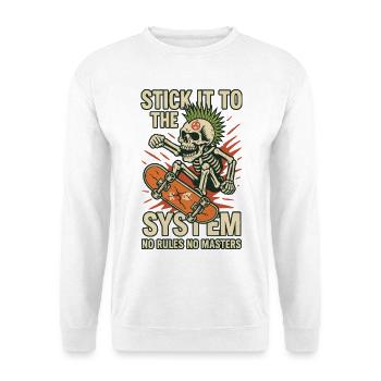Skateboard Skeleton contre le système - Sweat-shirt Unisexe - blanc - Devant