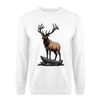 Wapiti Majestueux Élan Nature Sauvage Rocher - Sweat-shirt Unisexe - blanc - Devant