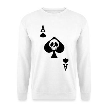 Pik-Schädel - Unisex Pullover - Weiß - Vorne - Alina (178cm) & Michal (187cm)