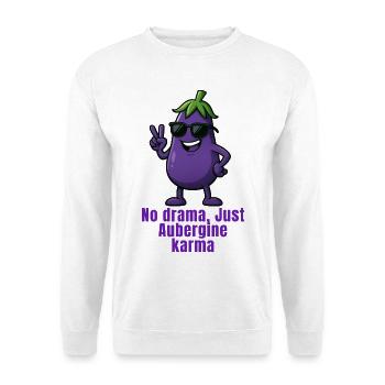 Aubergine No Drama Karma karikatur  - Unisex Pullover - Weiß - Vorne