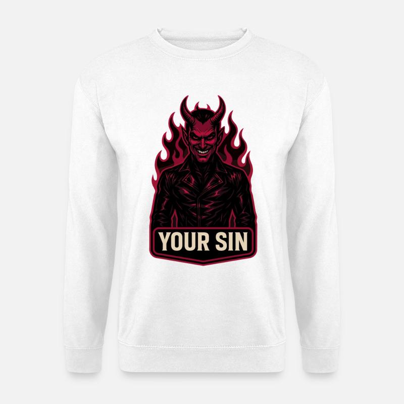 Devil Your Sin, Evil Demon, Hellflames - Unisex Sweatshirt - white