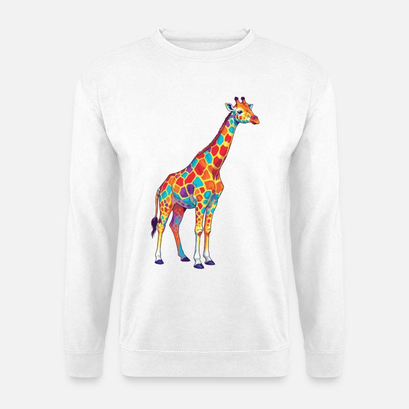 Bunte Giraffen-Regenbogen-Pop-Art-Aquarell - Unisex Pullover - Weiß