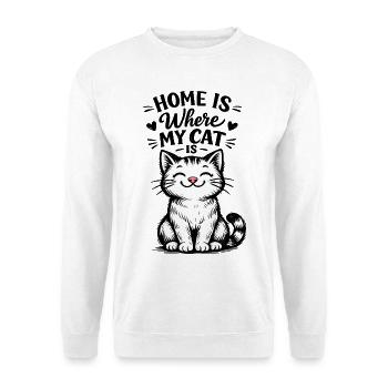 Home Is Where My Cat Is – Cute Cat Motif - Unisex Sweatshirt - white - Front
