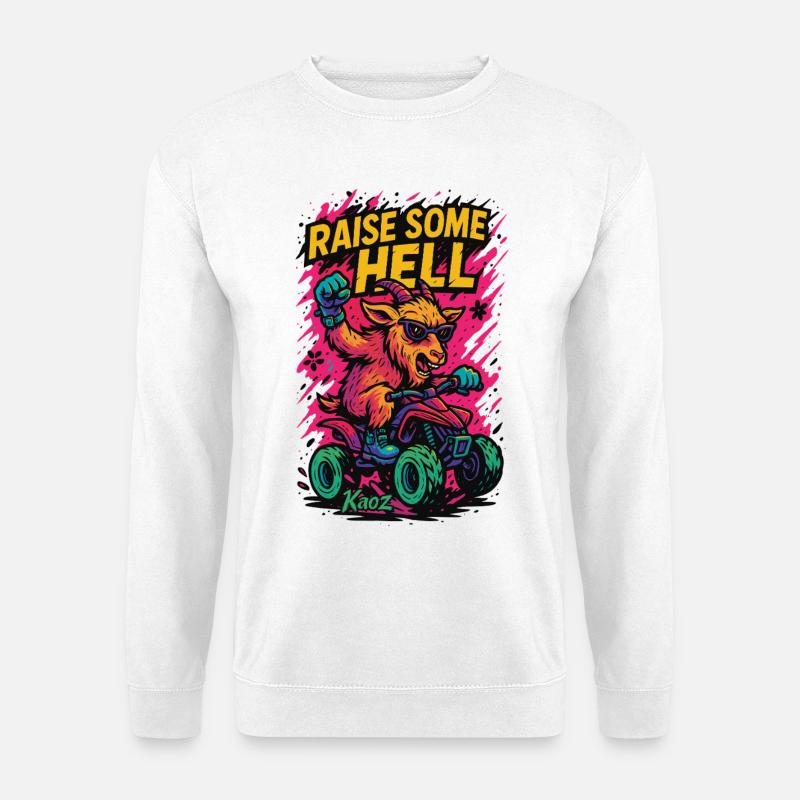 Raise Some Hell Goat with Quad - Unisex Sweatshirt - white