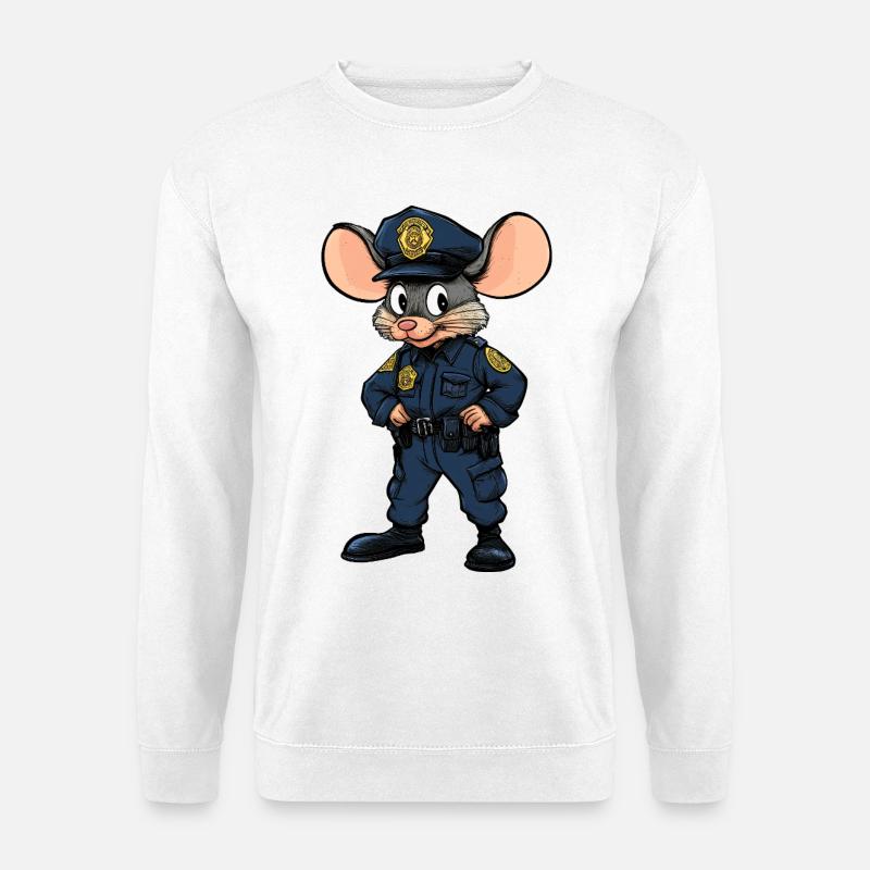 Mäuschen Polizistin / Polizei Maus - Unisex Pullover - Weiß