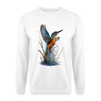 Brilliant Kingfisher on Waterfall - Unisex Sweatshirt - white - Front