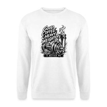 Kaffeeschwergewichte - Unisex Pullover - Weiß - Vorne - Alina (178cm) & Michal (187cm)