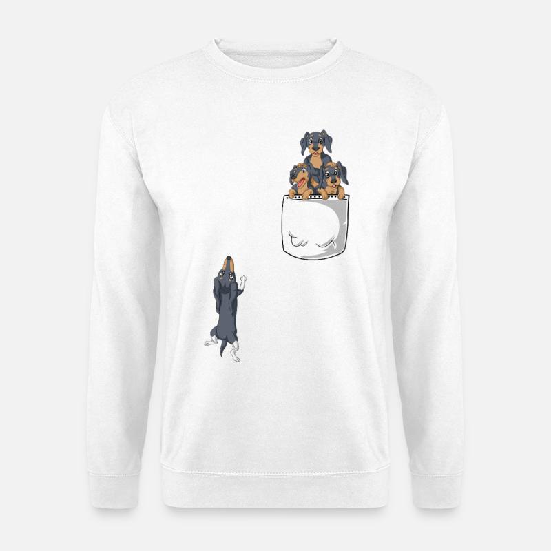 T-Shirt mit Dackeltasche - Unisex Pullover - Weiß