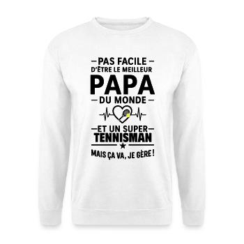 Heart + Tennis – Super Dad Tennis Player - Unisex Sweatshirt - white - Front