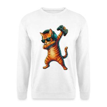 Gamer Katze Kätzchen spielt Videospielkunst - Unisex Pullover - Weiß - Vorne