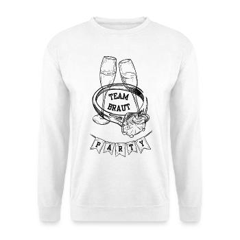 Team Braut zur JGA, Verlobung, Hochzeit, Brautjung - Unisex Pullover - Weiß - Vorne