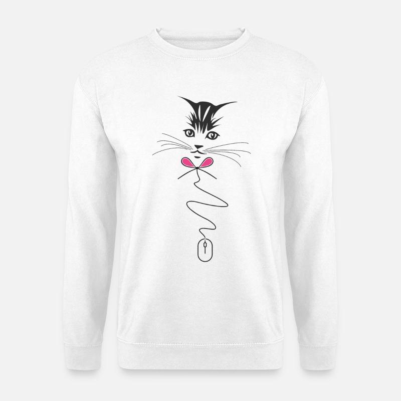 Cat bow tie and mouse - Unisex Sweatshirt - white