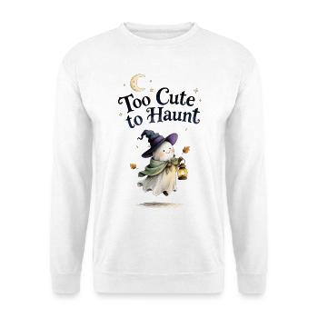 Too Cute to Haunt - niedlicher Halloween Geist - Unisex Pullover - Weiß - Vorne - Alina (178cm) & Michal (187cm)