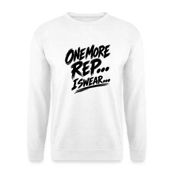 Noch eine Wiederholung – Fitnessstudio-Motivation - Unisex Pullover - Weiß - Vorne - Alina (178cm) & Michal (187cm)