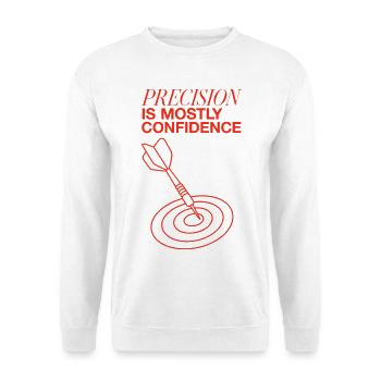 Darts – Precision Is Mostly Confidence - Unisex Pullover - Weiß - Vorne - Alina (178cm) & Michal (187cm)