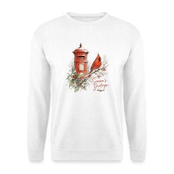 Weihnachtskardinal und Briefkasten - Unisex Pullover - Weiß - Vorne - Alina (178cm) & Michal (187cm)