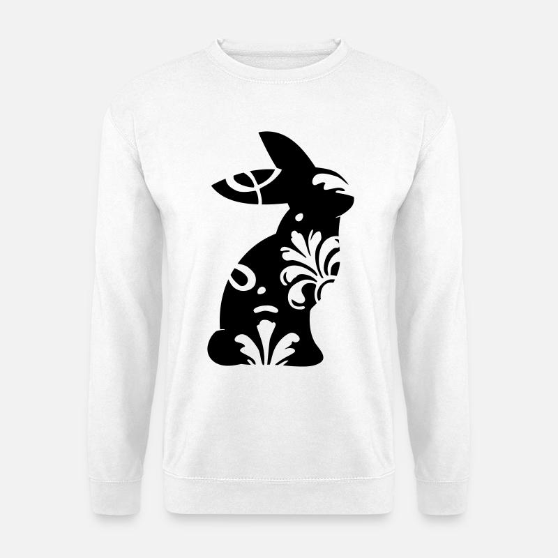 Hasen Silhouette mit Ornamenten - Unisex Pullover - Weiß