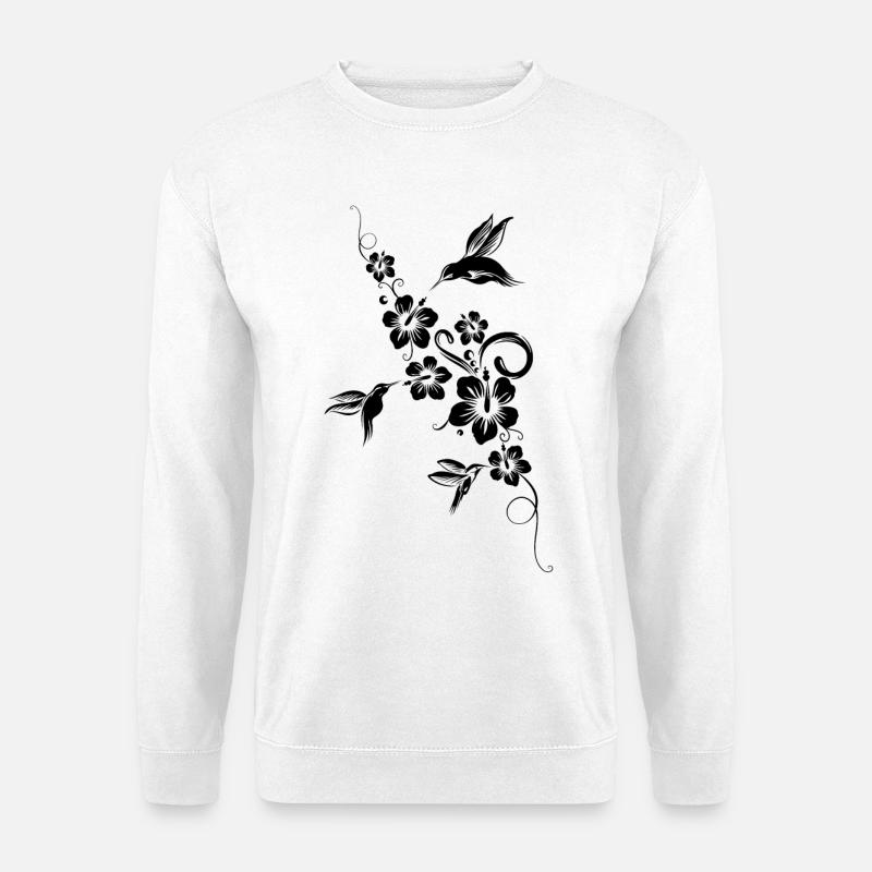 Kolibri Hibiskus Sommer Hummingbird - Unisex Pullover - Weiß